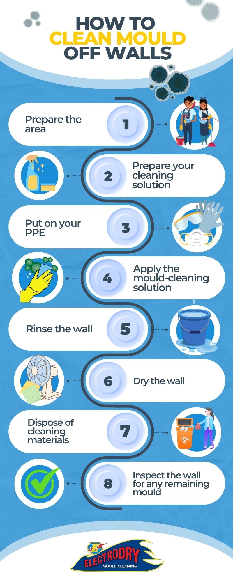 How to clean mould off walls - infographic